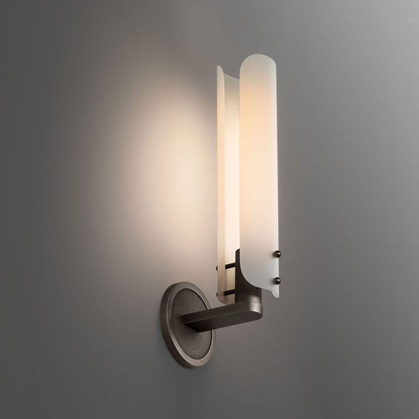 Slim Frosted Glass and Solid Brass Wall Sconce