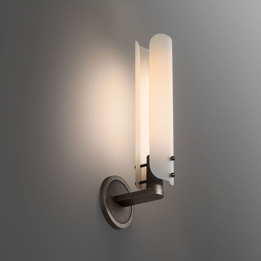 Slim Frosted Glass and Solid Brass Wall Sconce