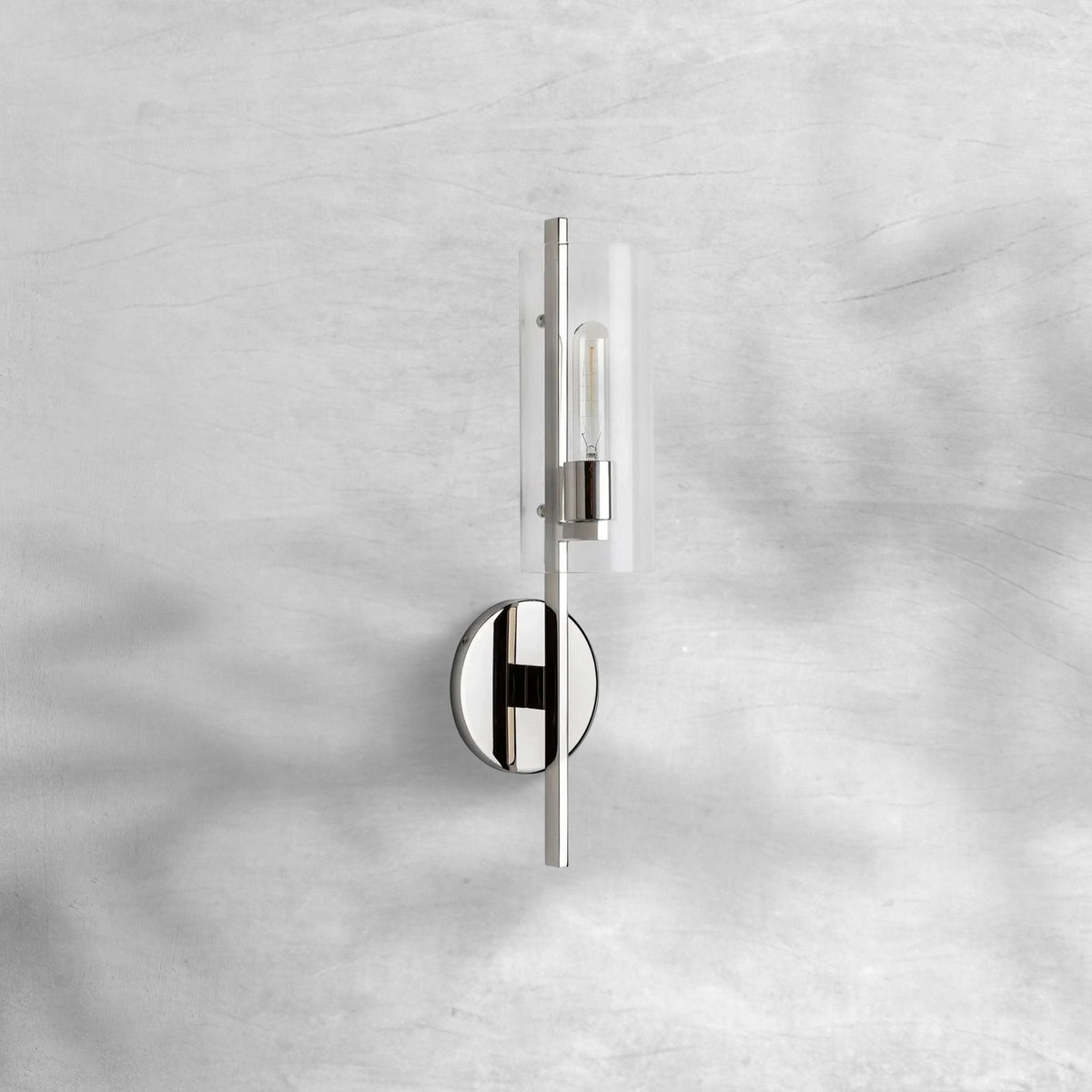 Slim Glass Shade and Steel Wall Sconce