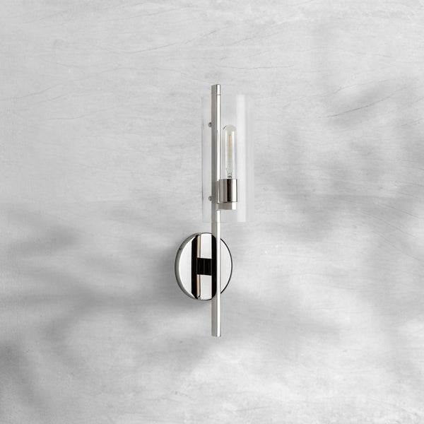 Slim Glass Shade and Steel Wall Sconce