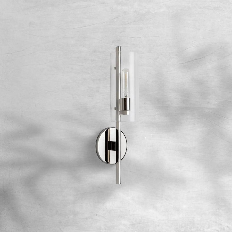 Slim Glass Shade and Steel Wall Sconce