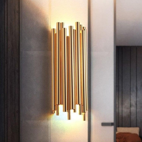 Slim Lacquered Brass Stainless Steel Wall Sconce
