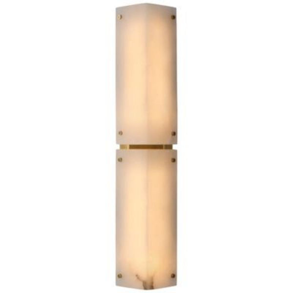 Slim Linear Alabaster and Metal Wall Sconce
