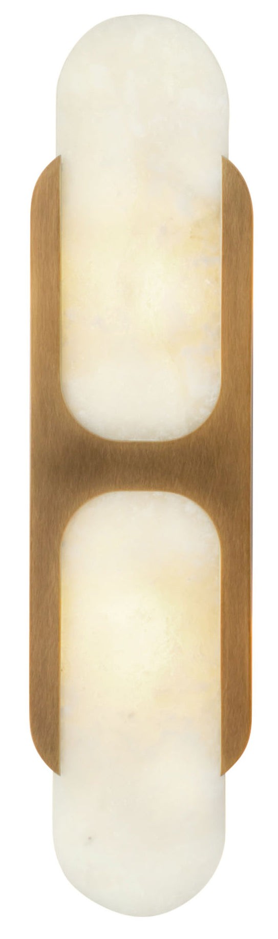 Slim Linear Alabaster Panel and Brass Wall Sconce