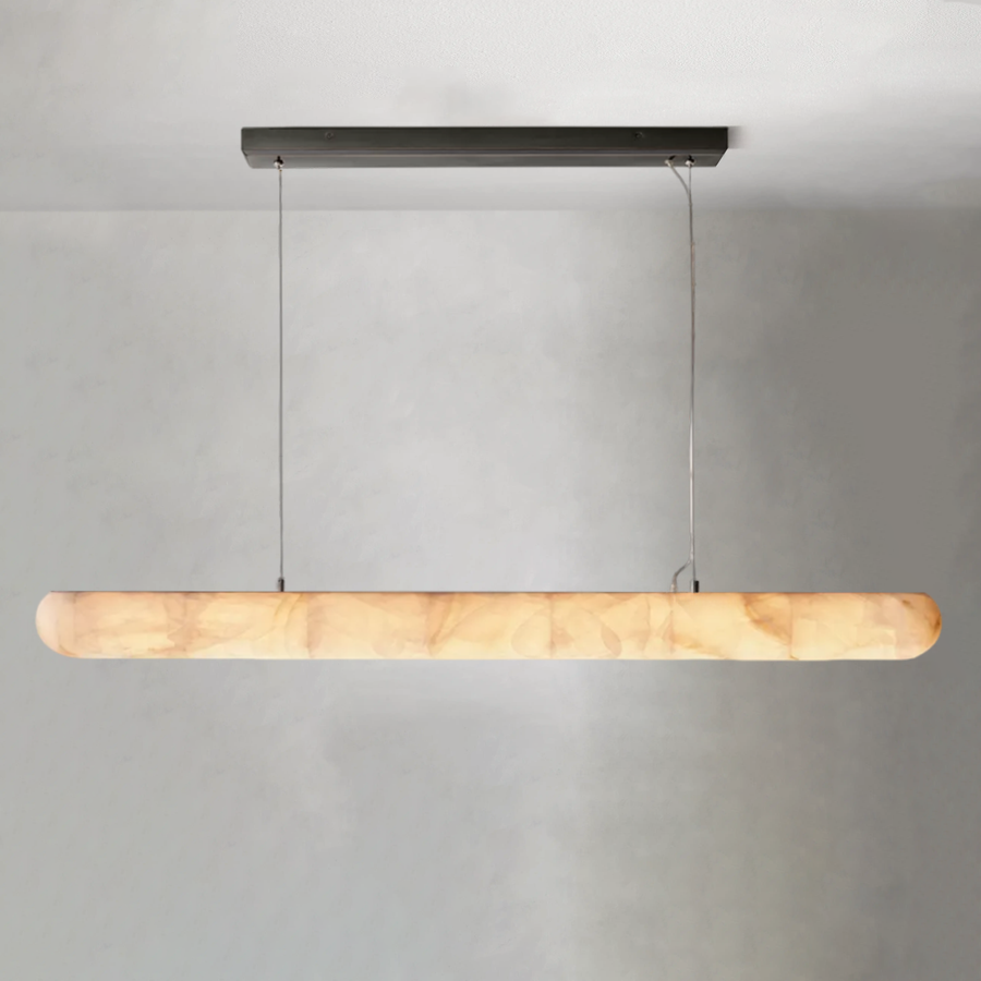 Slim Linear Crystal and Brass Chandelier