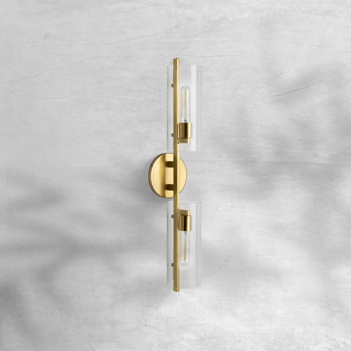 Slim Linear Glass and Steel Wall Sconce