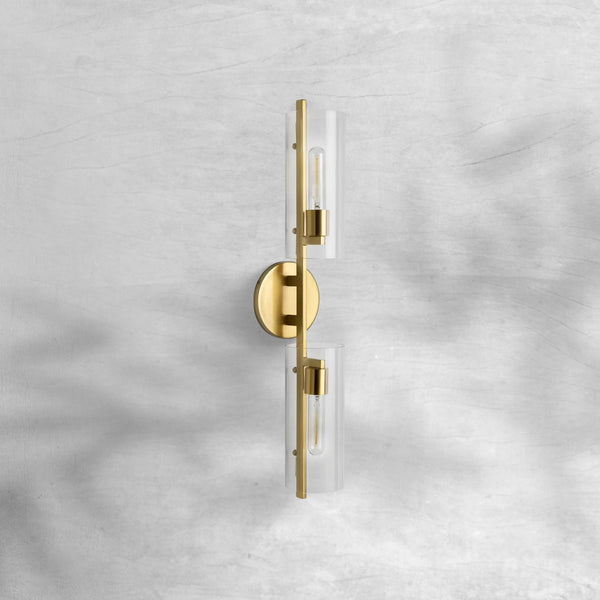 Slim Linear Glass and Steel Wall Sconce