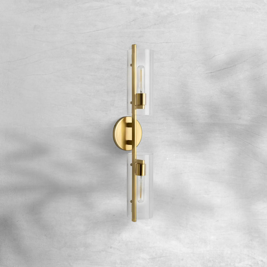 Slim Linear Glass and Steel Wall Sconce