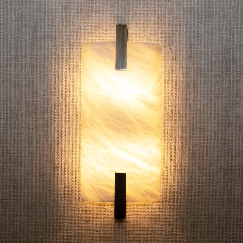 Slim Metal Frame Alabaster Slab Wall Sconce