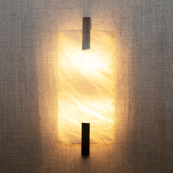 Slim Metal Frame Alabaster Slab Wall Sconce