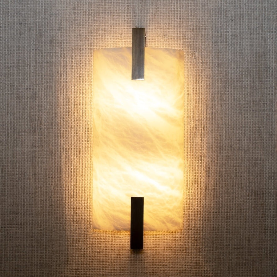 Slim Metal Frame Alabaster Slab Wall Sconce