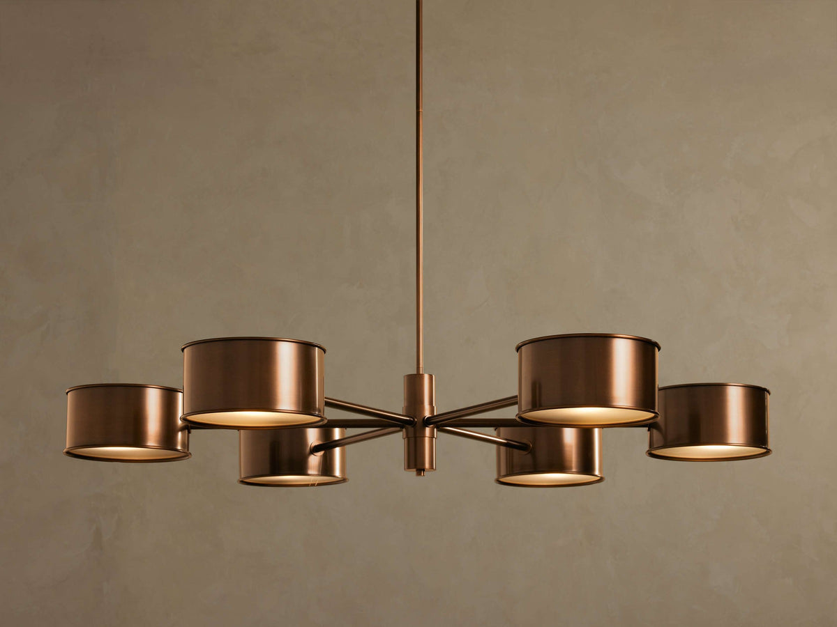 Slim Open Steel Ring Chandelier with Metal Shades