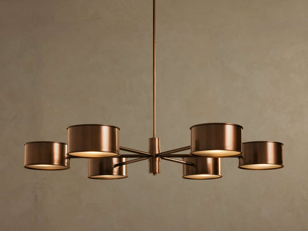 Slim Open Steel Ring Chandelier with Metal Shades