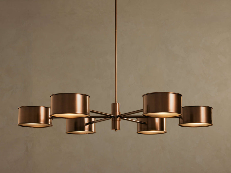 Slim Open Steel Ring Chandelier with Metal Shades