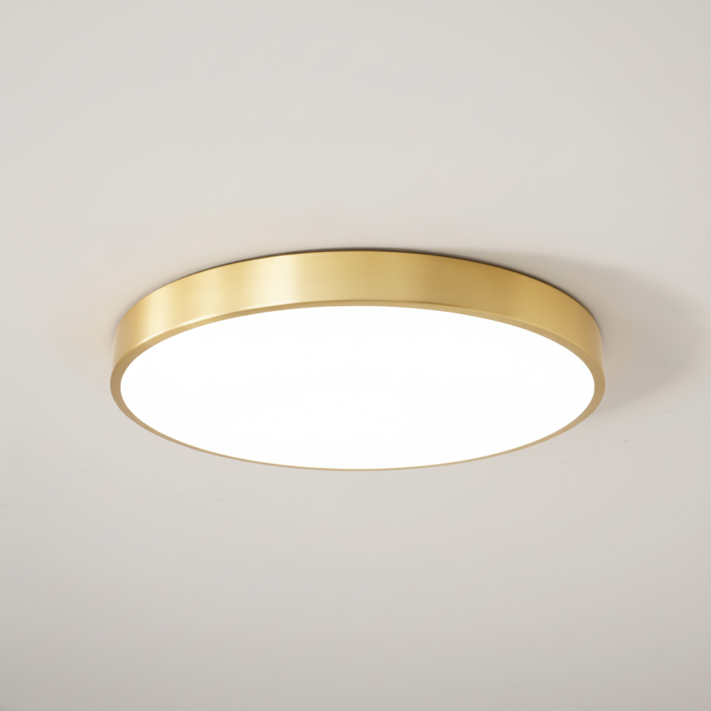 Slim Polished Brass Ring Frosted Flush Mount