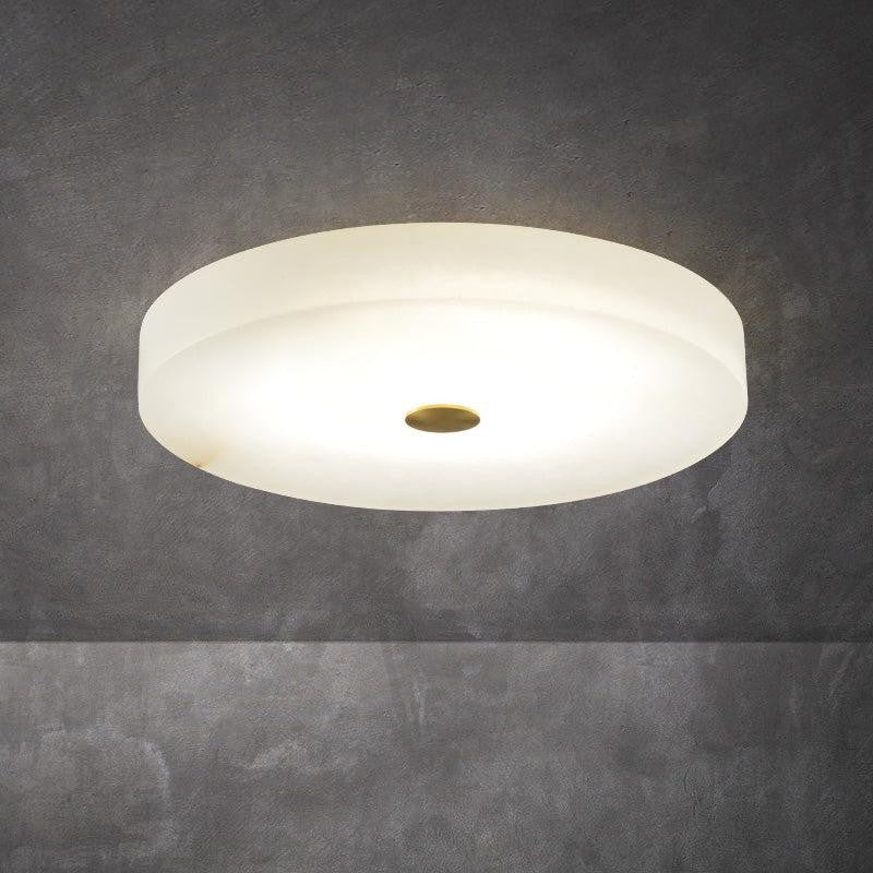 Slim Round Alabaster Disc Flush Mount
