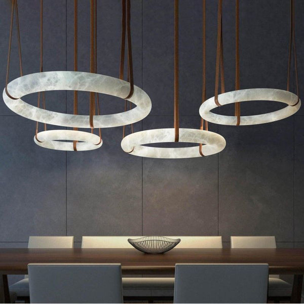Slim Single Alabaster Ring Chandelier