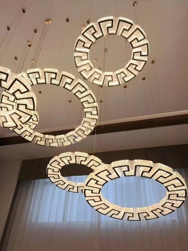 Slim Stainless Steel Ring Crystal Chandelier