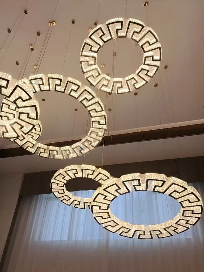 Slim Stainless Steel Ring Crystal Chandelier