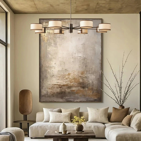 Slim Steel Ring Chandelier with Shaded Lights