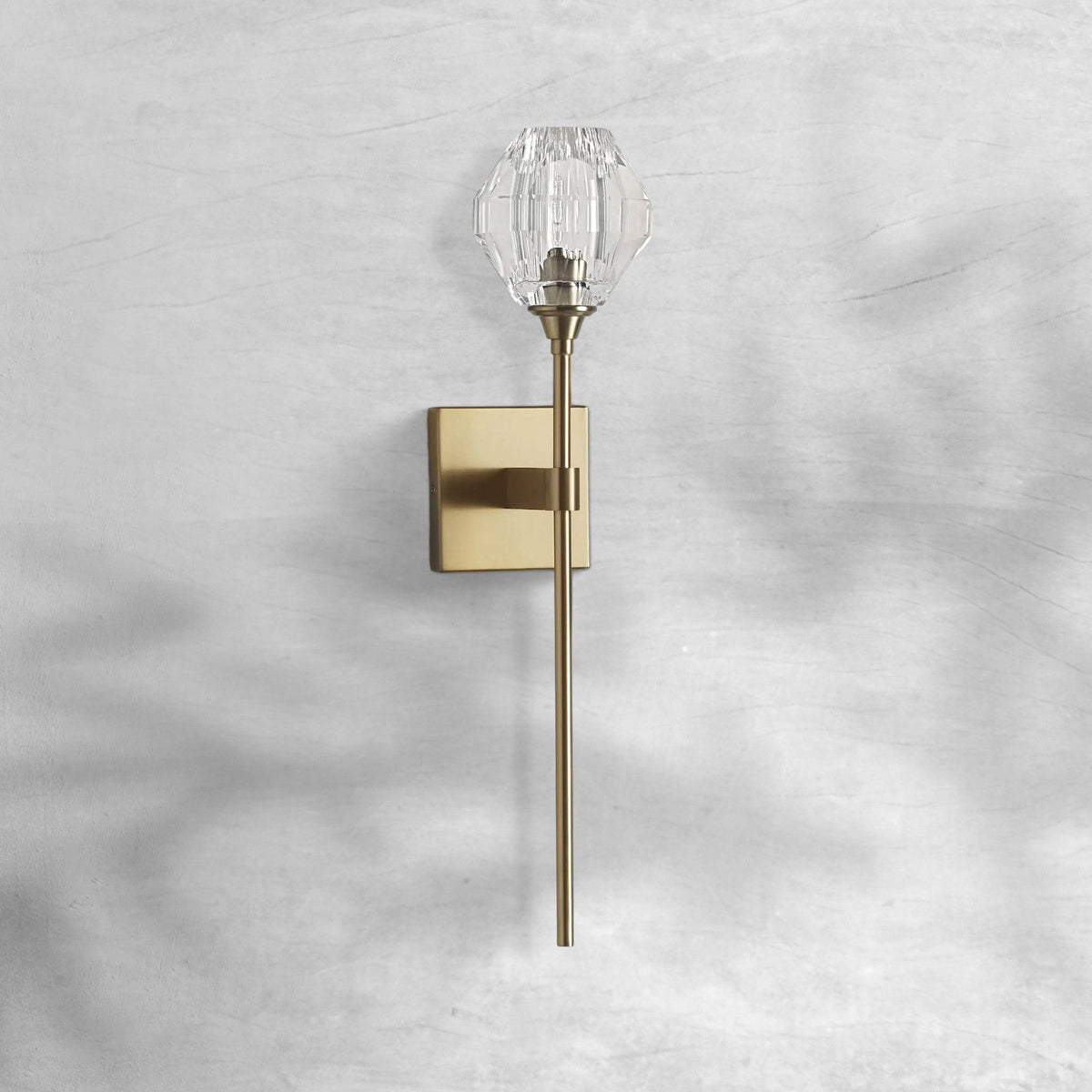 Slim Steel Wall Sconce with Hand-Cut Crystal