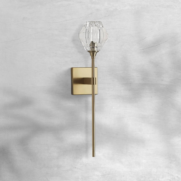 Slim Steel Wall Sconce with Hand-Cut Crystal