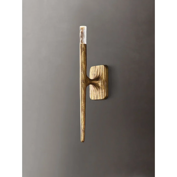Slim Tapered Brass Rod Wall Sconce with Crystal Tip