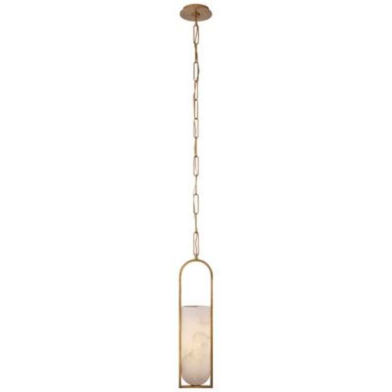 Slim Vertical Alabaster and Brass Pendant