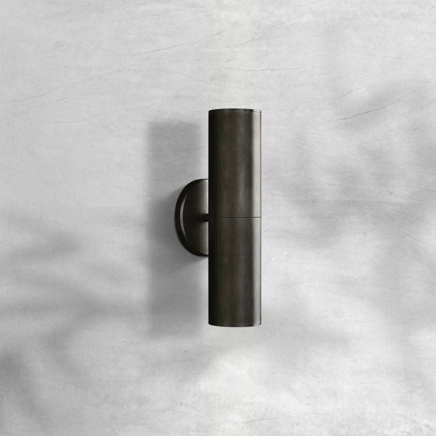 Slim Vertical Brass Cylinder Wall Sconce