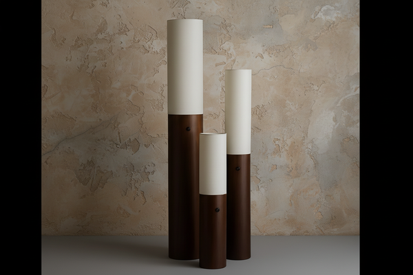 Slim Wood Column Floor Lamp with Fabric Shade