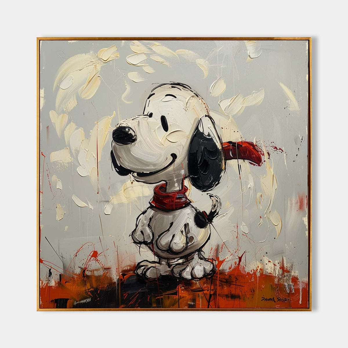 Smiling Cartoon Pup in Thick Impasto