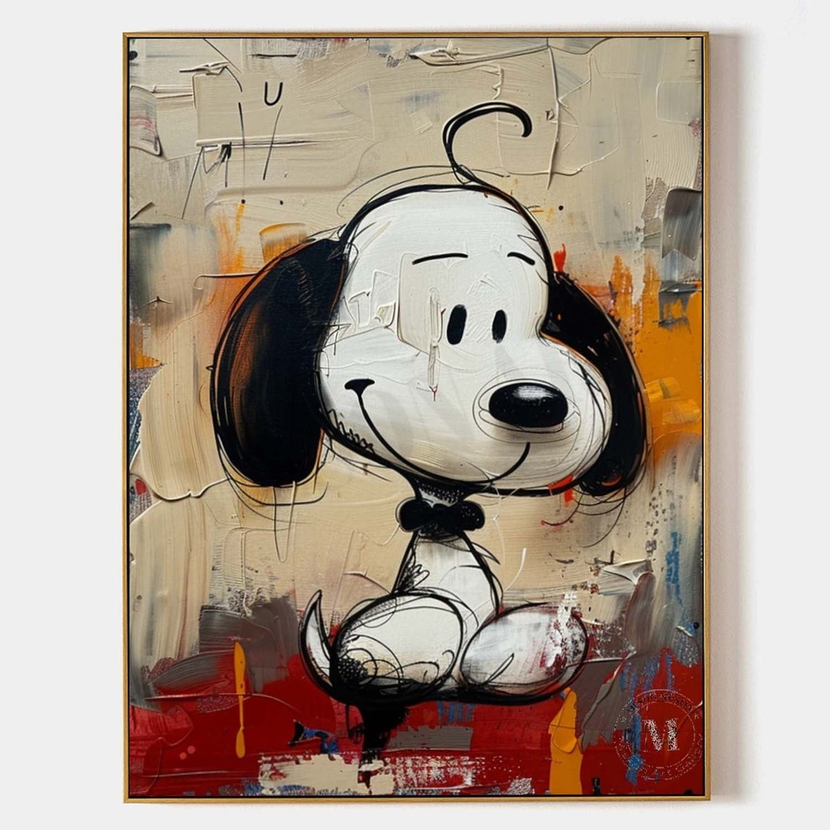 Smiling Cartoon Pup on Red