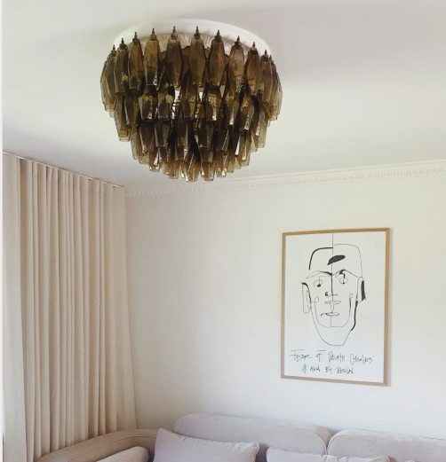Smoked Faceted Glass Cluster Chandelier