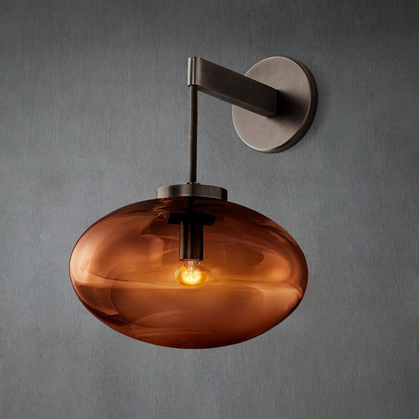 Smoked Glass and Solid Brass Wall Sconce