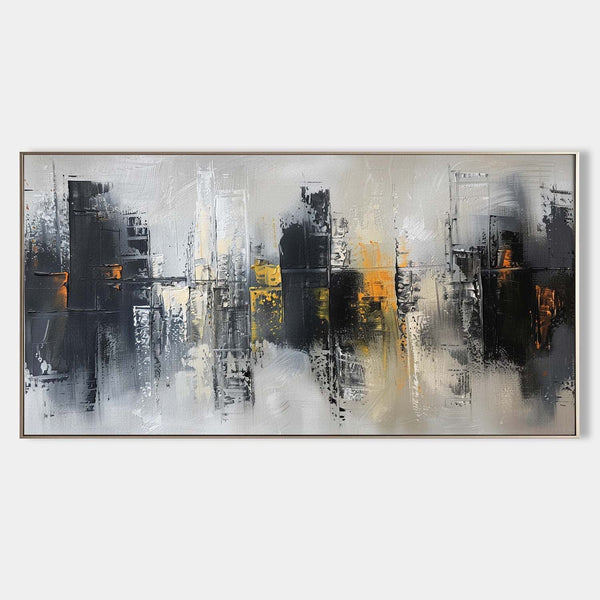 Smoky Abstract Skyline with Amber Glow