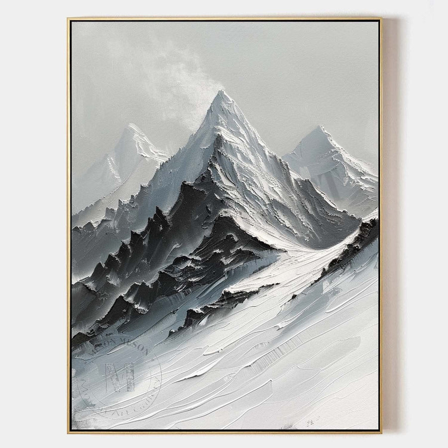 Snowbound Alpine Peaks in Relief
