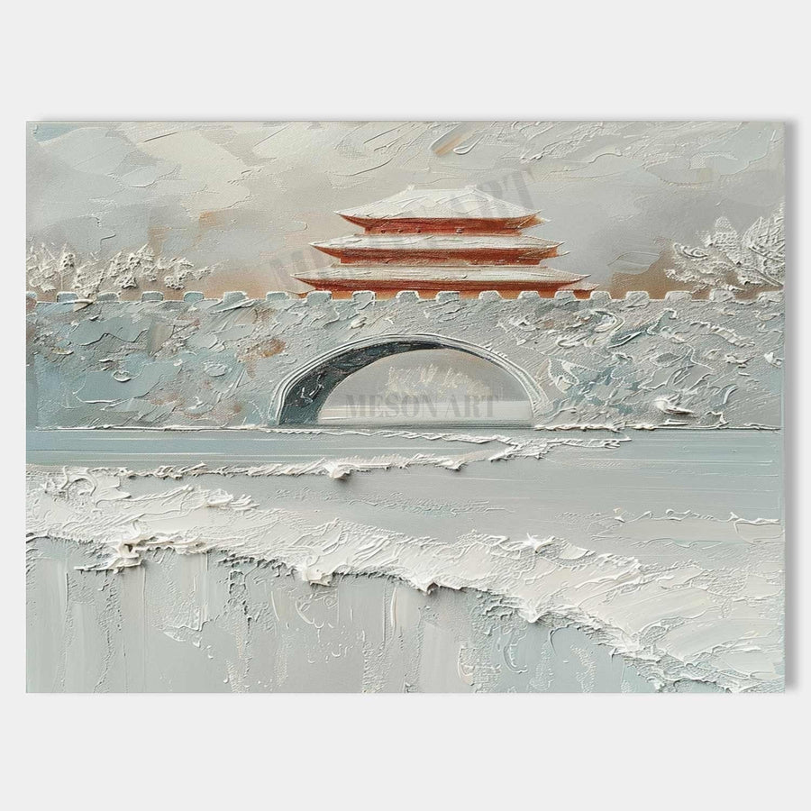 Snowbound Pagoda Above the Arched Wall