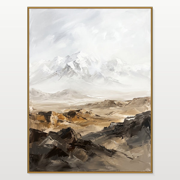 Snowcapped Peaks Above Desert Ridges