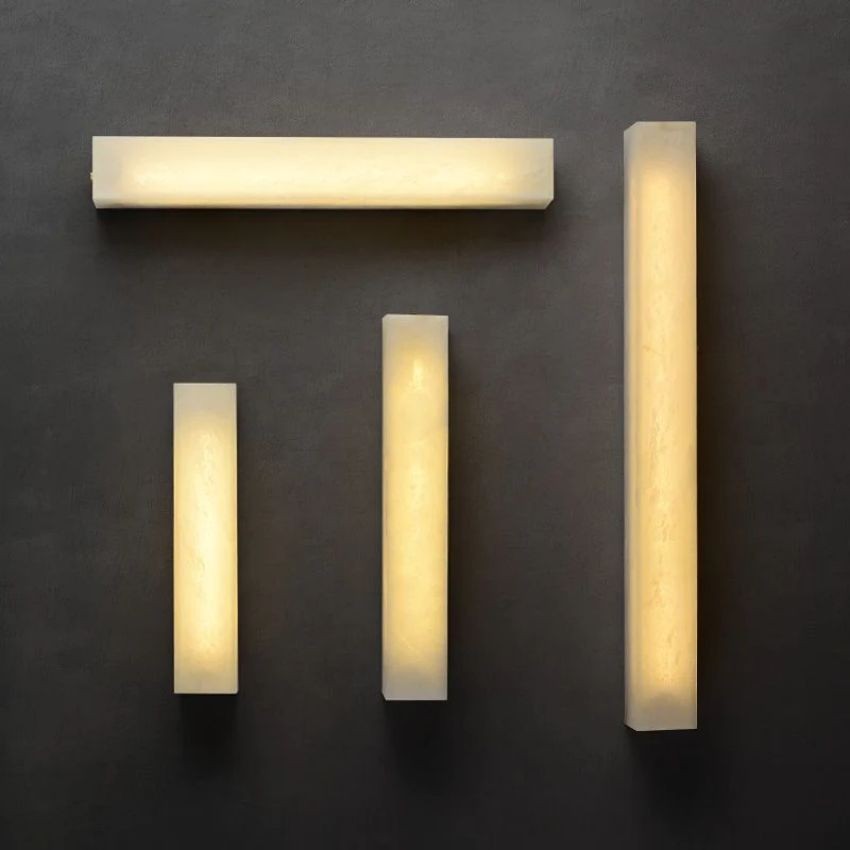 Snowflake Patterned Alabaster and Brass Wall Sconce