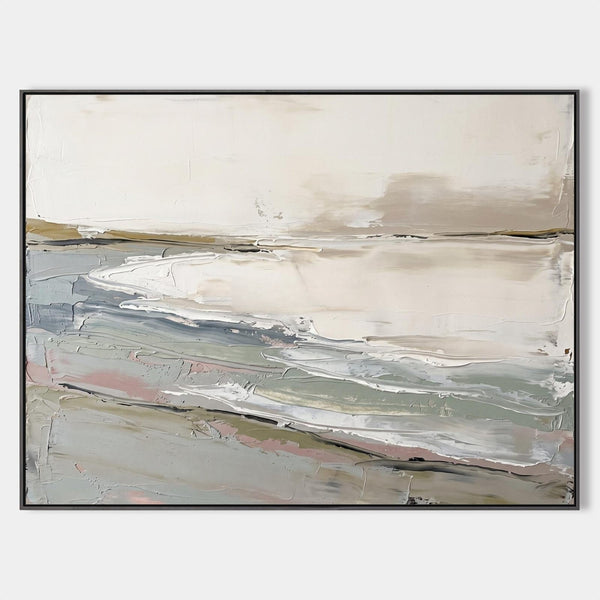 Soft Sage Shoreline in Thick Impasto