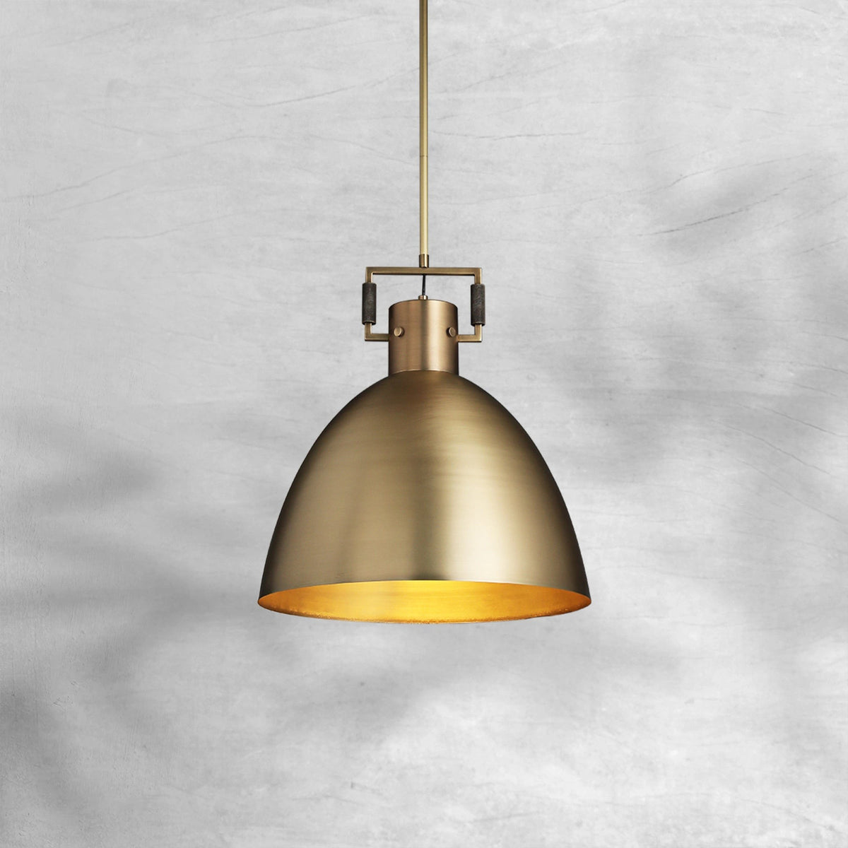 Solid Brass and Steel Cloche Shade Pendant