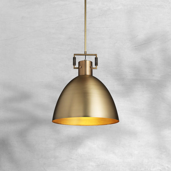 Solid Brass and Steel Cloche Shade Pendant