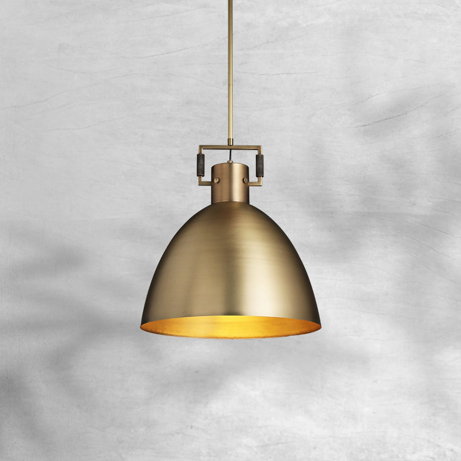 Solid Brass and Steel Cloche Shade Pendant