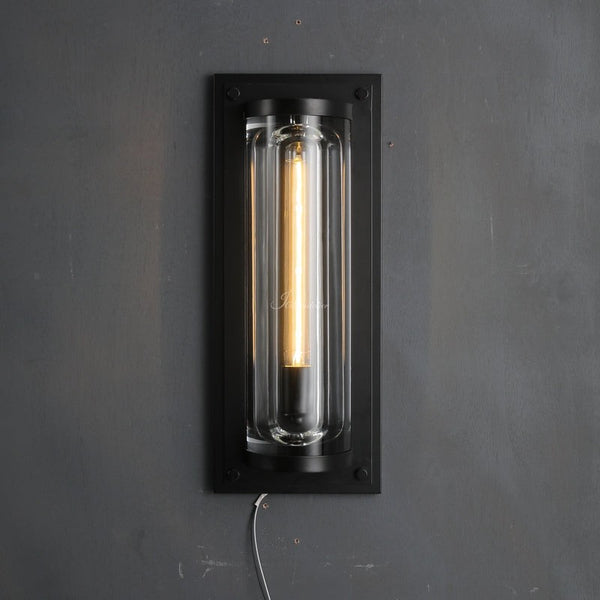 Solid Crystal Block and Brass Wall Sconce