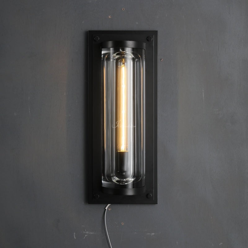 Solid Crystal Block and Brass Wall Sconce