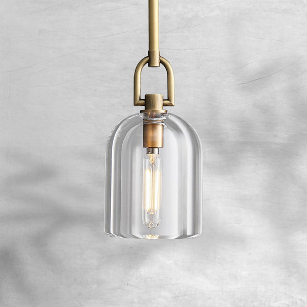Solid Crystal Cloche and Brass Pendant