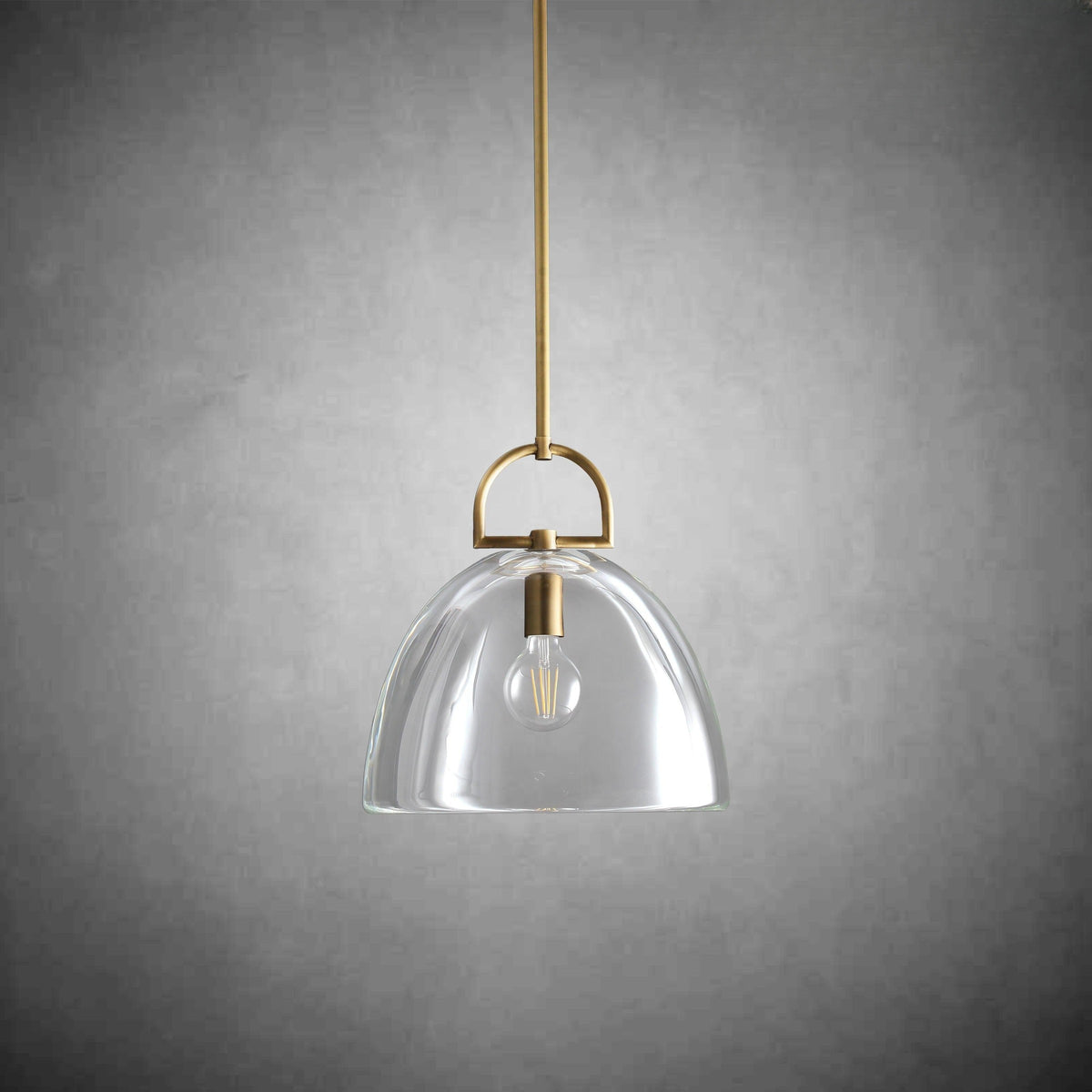 Solid Crystal Dome Pendant with Brass Fitting
