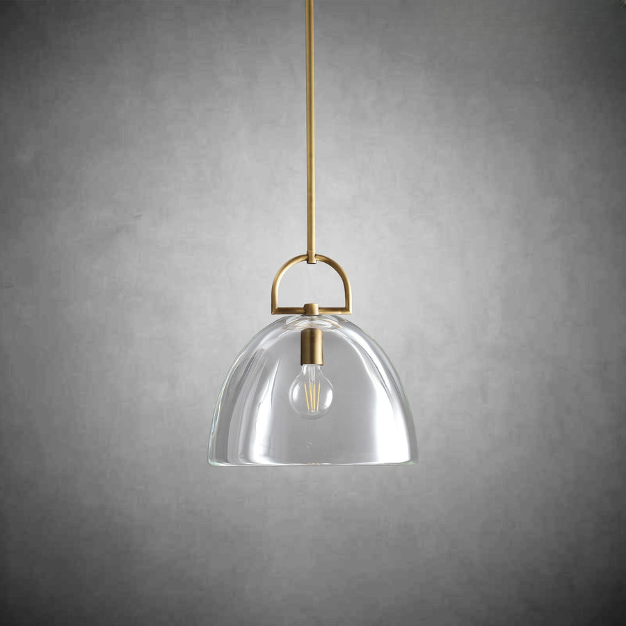 Solid Crystal Dome Pendant with Brass Fitting