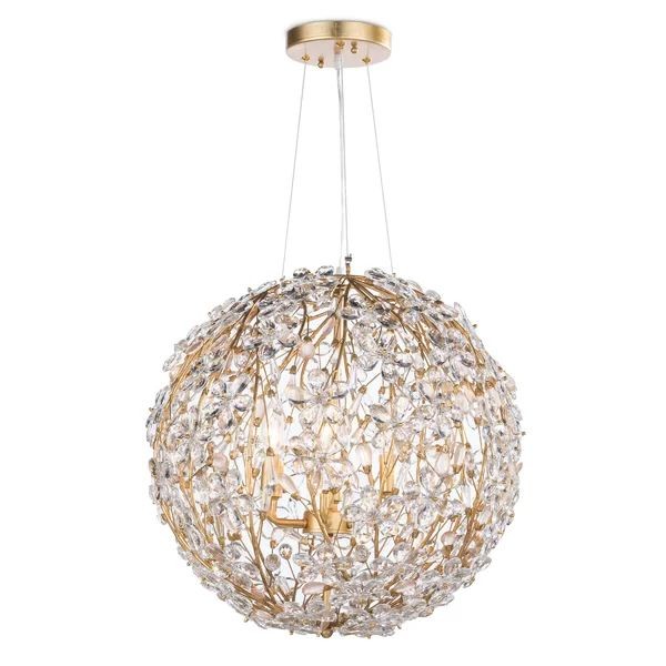 Spherical Gold and Faceted Crystal Globe Chandelier