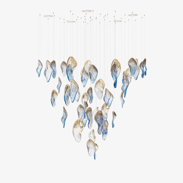 Spiral Cascade Blown Glass Cluster Chandelier